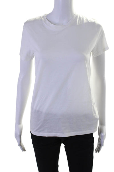 Vince Women's Crewneck Short Sleeves Cotton Boxy Basic T-Shirt White Size M