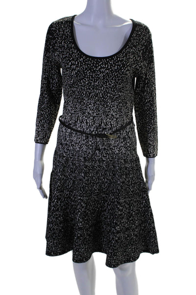 Carmen Carmen Marc Valvo Womens Metallic Knit Long Sleeve Dress Black Size M