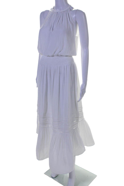 Ramy Brook Womens High Neck Elastic Waist Sleeveless Maxi Dress White Size S