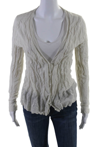 Joseph Women's Long Sleeves Round Neck Button Down Cardigan Beige Size L