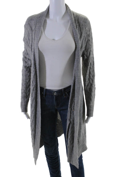 Splendid Women's Round Neck Long Sleeves Open Front Cardigan Gray Size M