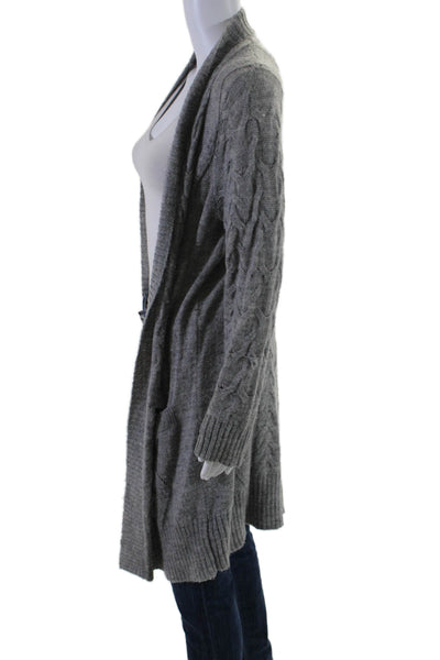 Splendid Women's Round Neck Long Sleeves Open Front Cardigan Gray Size M