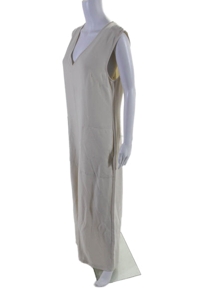 Marina Moscone Collective Womens V-Neck Jumpsuit White Size 12 15421166