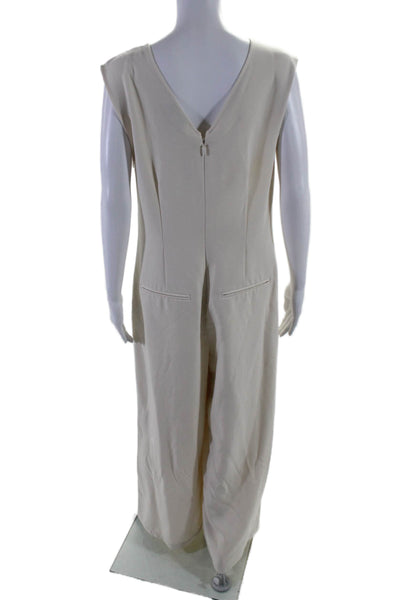 Marina Moscone Collective Womens V-Neck Jumpsuit White Size 12 15421095