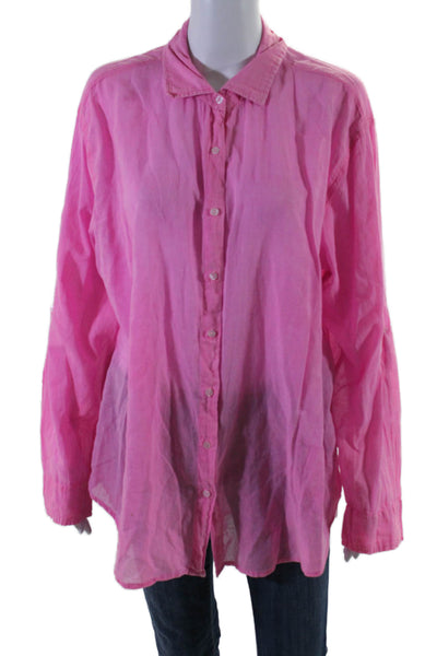 Sundry Womens Cotton Graphic Printed Buttoned Long Sleeved Shirt Pink Size 2