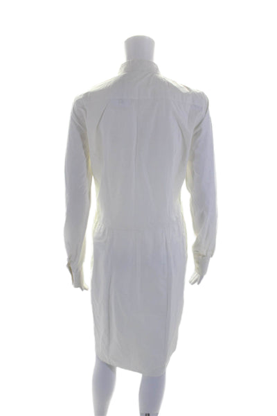 Pauw Womens Cotton Pleated Long Sleeve Button Up Maxi Dress White Size 1