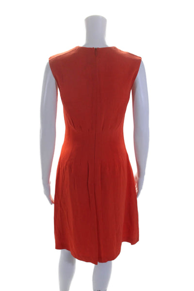 Boss Hugo Boss Womens V-Neck Sleeveless Zip Up Mid-Calf Dress Red Size 2