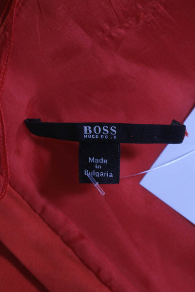 Boss Hugo Boss Womens V-Neck Sleeveless Zip Up Mid-Calf Dress Red Size 2