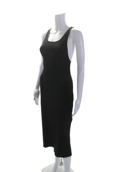 Reformation Womens Ribbed Scoop Neck Sleeveless Slit Maxi Dress Black Size XS