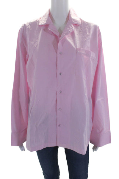 Skims Womens Cotton Long Sleeve Button Down Sleep Shirt Pink Size XS