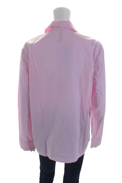 Skims Womens Cotton Long Sleeve Button Down Sleep Shirt Pink Size XS