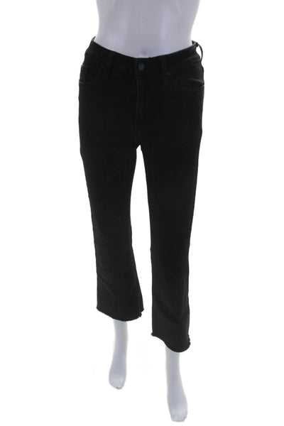 Just Black Womens Zip Button Dark Wash Fray Leg Denim Jeans Black Size EUR 25