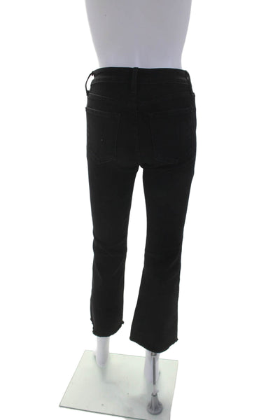 Just Black Womens Zip Button Dark Wash Fray Leg Denim Jeans Black Size EUR 25