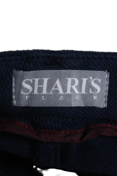 Sharis Place Womens Cotton Mid Rise Bootcut Flared Pants Blue Size 42