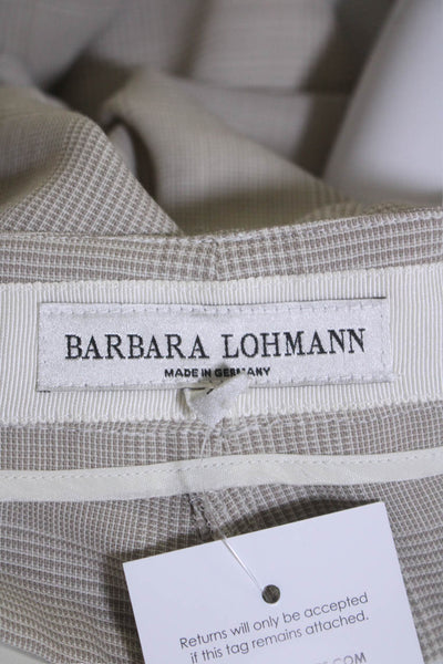 Barbara Lohmann Womens Wool Plaid Flat Front Straight Leg Trousers Beige Size 36