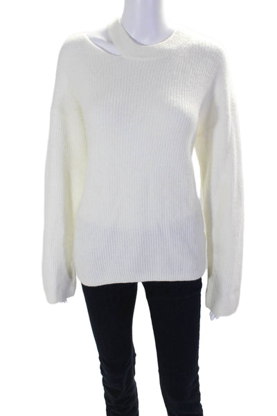 Rails Womens Long Sleeve Cut Out Crew Neck Oversized Sweater White Size Small