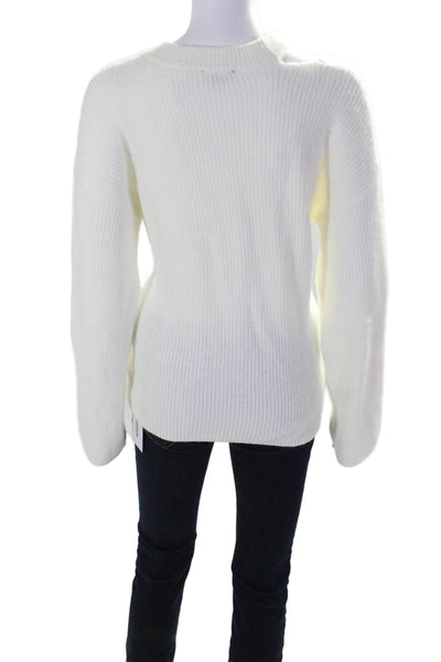 Rails Womens Long Sleeve Cut Out Crew Neck Oversized Sweater White Size Small