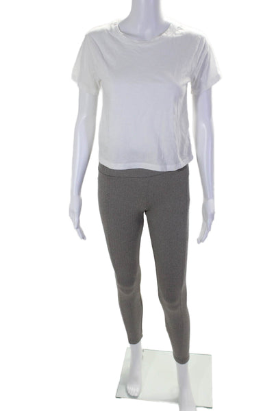 Athleta Womens Powerful Tee Shirt Ankle Leggings White Brown Size XS Small