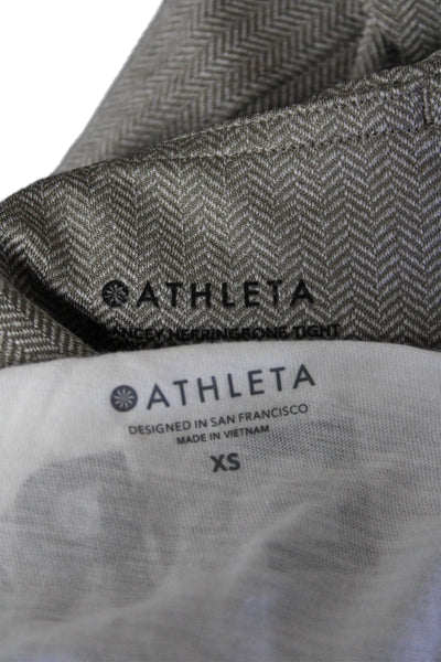 Athleta Womens Powerful Tee Shirt Ankle Leggings White Brown Size XS Small