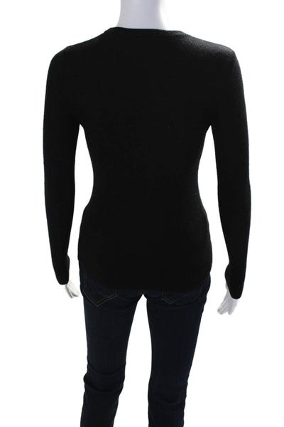 Tory Burch Women's Round Neck Long Sleeves Embellish Sweater Black Size XS