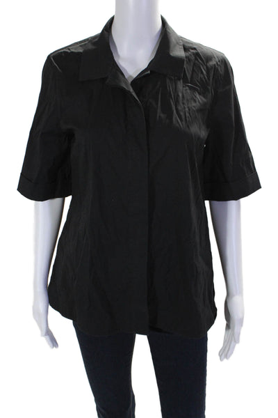 Lafayette 148 New York Women's Short Sleeves Button Down Shirt Black Size S