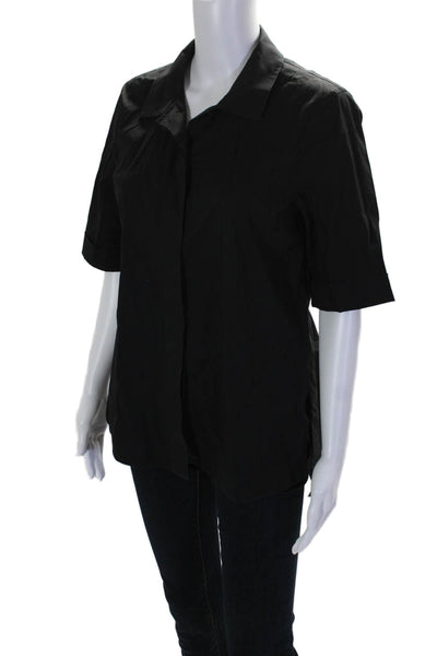 Lafayette 148 New York Women's Short Sleeves Button Down Shirt Black Size S