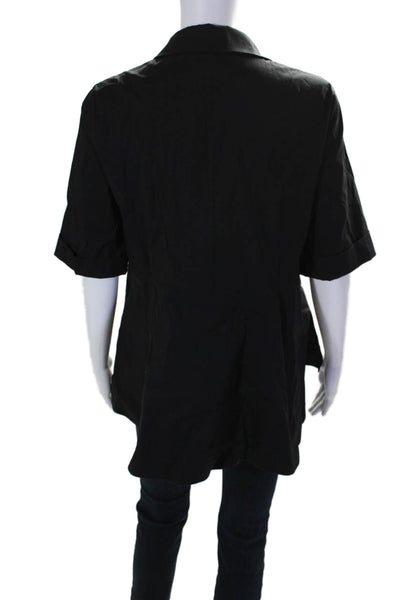 Lafayette 148 New York Women's Short Sleeves Button Down Shirt Black Size S