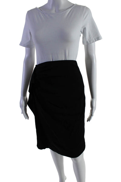 Escada Womens Solid Black Ruffle Detail Zip Back Pencil Skirt Size 36