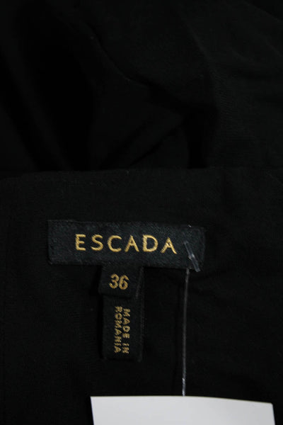 Escada Womens Solid Black Ruffle Detail Zip Back Pencil Skirt Size 36