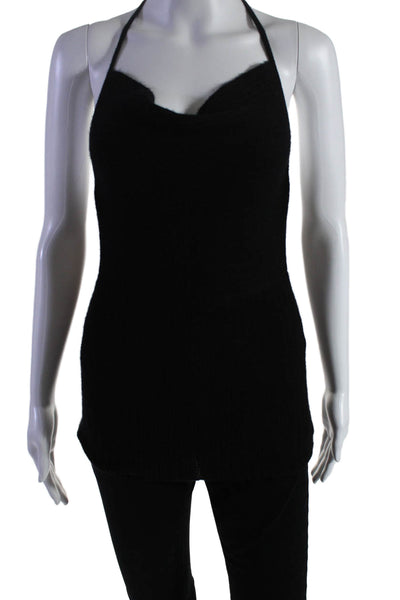 Autumn Cashmere Womens Sleeveless Ribbed Square Neck Sweater Blouse Black Size S