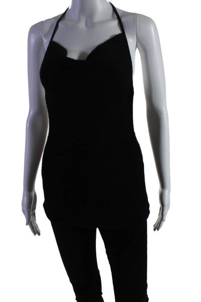 Autumn Cashmere Womens Sleeveless Ribbed Square Neck Sweater Blouse Black Size S