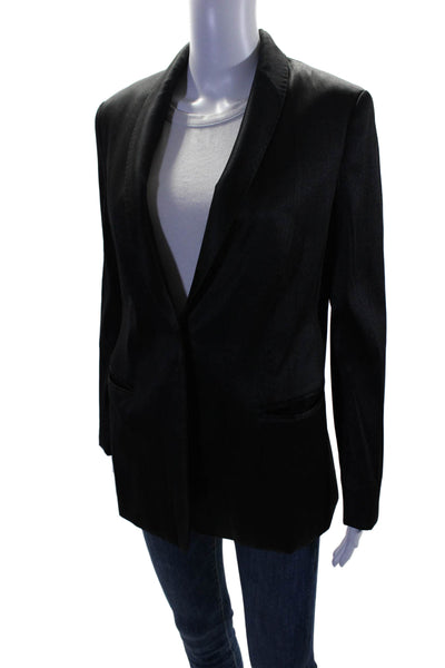 The Row Womens Satin Single Breasted Blazer Jacket Black Size 12