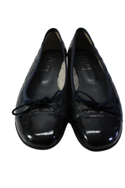 FS/NY Women's Round Toe Slip-On Bow Embellish Ballet Flat Shoes Black Size 6