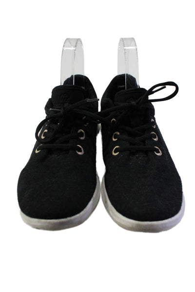 Merinos Women's Round Toe Lace Up Rubber Sole Sneakers Shoes Black Size 8