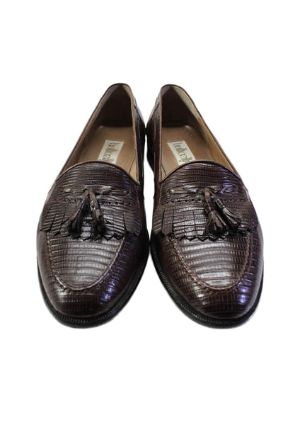 Botticelli Womens Brown Leather Embellished Flat Loafer Shoes Size 10