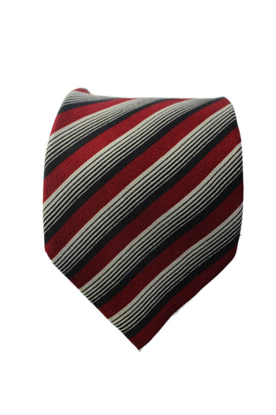 Giorgio Armani Mens Silk Red Striped Printed Necktie