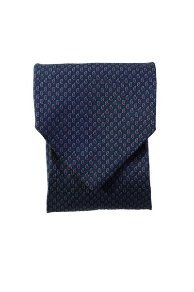 Yves Saint Laurent Mens Silk Dark Blue Paisley Print Necktie