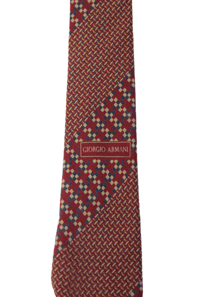 Giorgio Armani Cravatte Mens Silk Red Mixed Printed Necktie