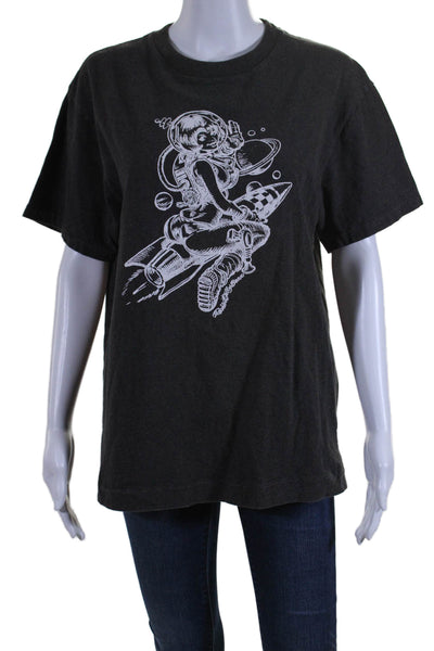 Billionaire Boys Club Womens Cotton Graphic Print T-Shirt Top Gray Size L