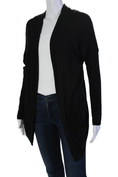 Ella Moss Womens Textured Long Sleeve Ribbed Knit Cardigan Black Size XS