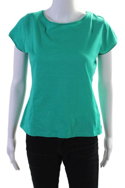 Agnes B Women's Round Neck Short Sleeves Basic Cotton T-Shirt Green Size 3