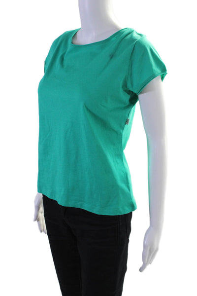 Agnes B Women's Round Neck Short Sleeves Basic Cotton T-Shirt Green Size 3