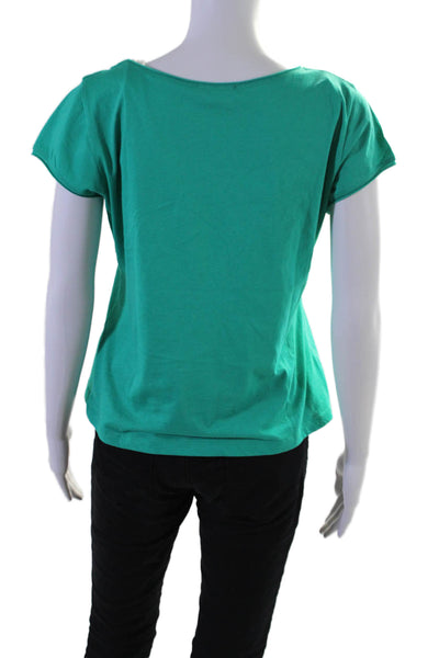 Agnes B Women's Round Neck Short Sleeves Basic Cotton T-Shirt Green Size 3