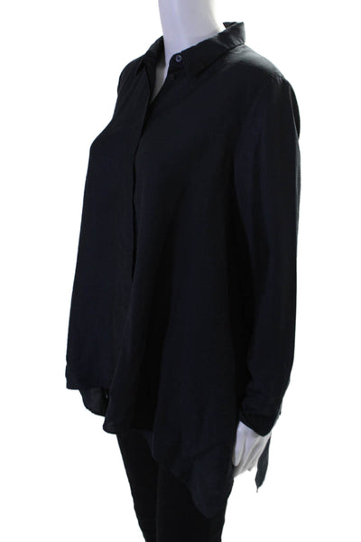 COS Womens Crew Neck Long Sleeves Light Button Down Blouse Black Size 8