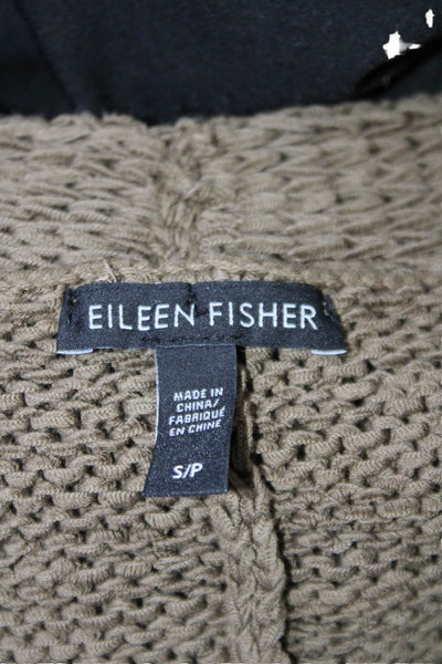 Eileen Fisher Womens Long Sleeves Open Front Cardigan Sweater Brown Size Small