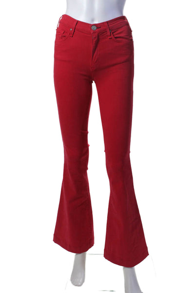 McGuire Womens Cotton Bright Red High Rise Flare Leg Jeans Size 24