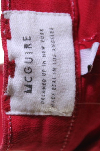 McGuire Womens Cotton Bright Red High Rise Flare Leg Jeans Size 24