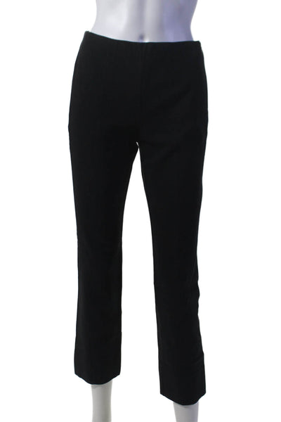 Vince Womens Solid Black High Rise Pleated Slim Straight Leg Pants Size M