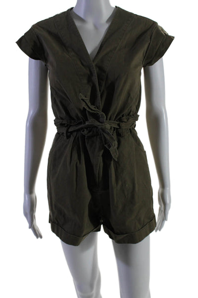 Marissa Webb Collective Womens Olive Canvas Romper Green Size 2 14953356