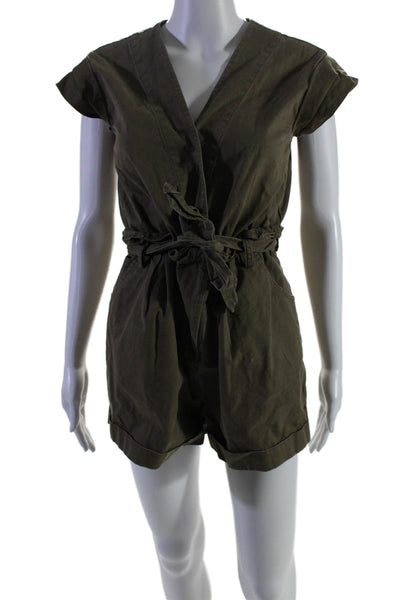 Marissa Webb Collective Womens Olive Canvas Romper Green Size 2 14953356